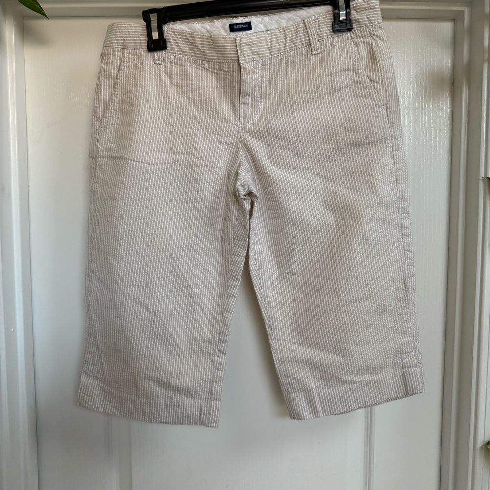 GAP Beige and White Striped Women's Bermuda Shorts